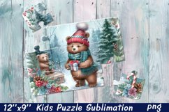 Highland bear | Christmas Kids Puzzles Sublimation Product Image 1