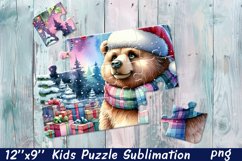 Highland bear | Christmas Kids Puzzles Sublimation Product Image 1