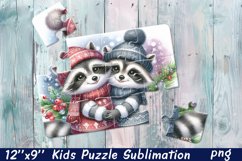 Highland raccon | Christmas Kids Puzzles Sublimation Product Image 1