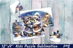 Highland raccon | Christmas Kids Puzzles Sublimation Product Image 1