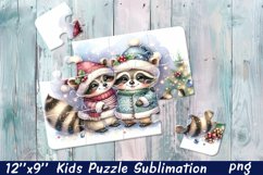 Highland raccon | Christmas Kids Puzzles Sublimation Product Image 1