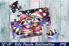 Highland raccon | Christmas Kids Puzzles Sublimation Product Image 1