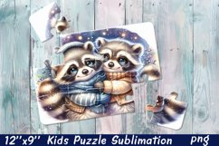 Highland raccon | Christmas Kids Puzzles Sublimation Product Image 1