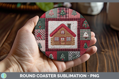 GorgeousChristmas Quilted Patchwork Round Coaster design.