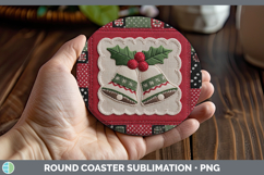 GorgeousChristmas Quilted Patchwork Round Coaster design.