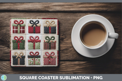 GorgeousChristmas Quilted Patchwork Square Coaster design.