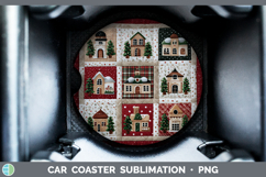 GorgeousChristmas Quilted Patchwork Car Coaster design.