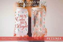 CHRISTMAS CAN GLASS BEING USED AS A CHRISTMAS BEER CAN GLASS WRAP