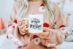 Digital SVG design reading &quot;Tis The Season To Be Freezin&#039;,&quot; ideal for funny Christmas crafting projects.
