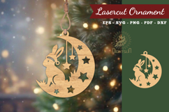 Christmas Rabbit In Moon Lasercut Ornament SVG Product Image 1