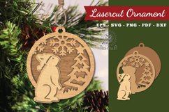 Christmas Rabbit Laser Cut Ornament SVG Product Image 1