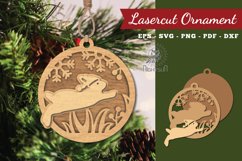Christmas Rabbit Laser Cut Ornament SVG Product Image 1