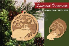 Christmas Rabbit Laser Cut Ornament SVG Product Image 1
