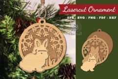 Christmas Rabbit Laser Cut Ornament SVG Product Image 1