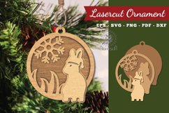 Christmas Rabbit Laser Cut Ornament SVG Product Image 1