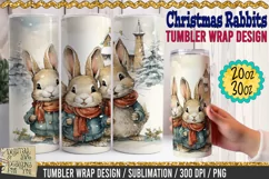 Christmas Rabbits Tumbler Wrap / 3D Sublimation PNG 300dpi Product Image 1