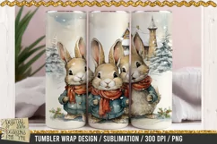 Christmas Rabbits Tumbler Wrap / 3D Sublimation PNG 300dpi Product Image 2