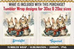 Christmas Rabbits Tumbler Wrap / 3D Sublimation PNG 300dpi Product Image 3