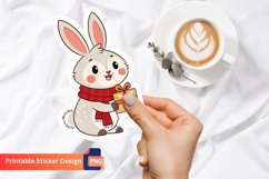 Christmas Rabbit Sticker , Bunny Sticker, Rabbit Decals Product Image 1