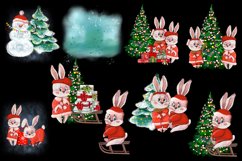 Christmas rabbit sublimation clipart. Winter watercolor hare Product Image 3