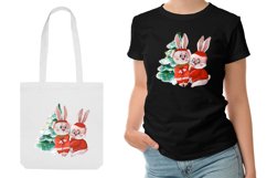 Christmas rabbit sublimation clipart. Winter watercolor hare Product Image 5