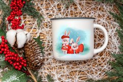 Christmas rabbit sublimation clipart. Winter watercolor hare Product Image 6