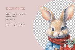 Rabbit in Christmas Santa Hats | Watercolor Clipart Product Image 2