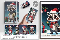 Digital Paper Cartoon Christmas Raccoon Product Image 1