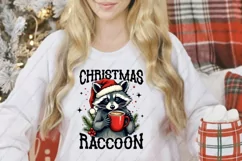 Christmas Sublimation PNG - Cute Raccoon Clipart Design Product Image 2