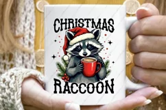 Christmas Sublimation PNG - Cute Raccoon Clipart Design Product Image 3
