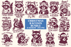 Christmas Raccoon SVG PNG Bundle, Funny Holiday Animal Print Product Image 1