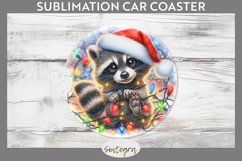 Christmas Raccoon Entangled in Lights Car Coaster Sublimatio Product Image 1