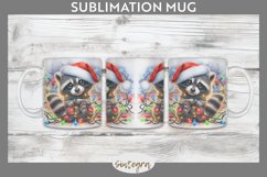 Christmas Raccoon Entangled in Lights Mug Wrap Sublimation Product Image 1