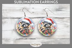 Christmas Raccoon Entangled in Lights Round Earrings Sublima Product Image 1