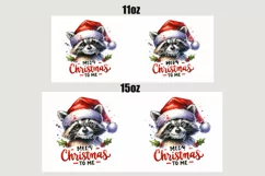 Christmas Mug Wrap For 11 oz and 15 oz, 3d Mug, Christmas Raccoon Png