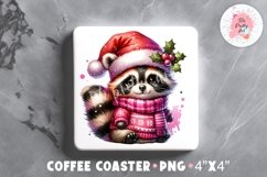 Christmas Square Coaster, Coffee Square Coaster Sublimation Png,  Square Coaster Png