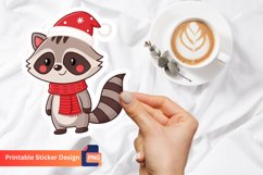 Christmas Raccoon Sticker, Christmas Animal Sticker Product Image 1