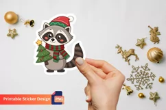 Christmas Raccoon Stickers, Christmas Animal Lover Stickers Product Image 1