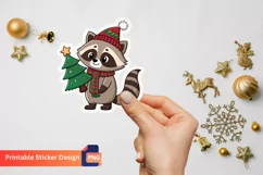 Christmas Raccoon Stickers, Christmas Animal Lover Stickers Product Image 1