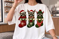 Christmas Raccoon Stockings PNG Design, Raccoon Sublimation Product Image 2