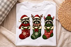 Christmas Raccoon Stockings PNG Design, Raccoon Sublimation Product Image 3