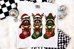 Christmas Raccoon Stockings PNG Design, Raccoon Sublimation Product Image 4