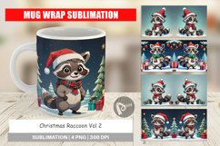 Mug Wrap Design Cartoon Christmas Raccoon Product Image 1