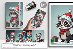 Digital Paper Cartoon Christmas Raccoon Product Image 1
