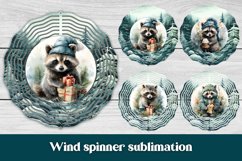 Christmas cute raccoon wind spinner sublimation design, Christmas cute raccoon sublimation design, Christmas wind spinner PNG.