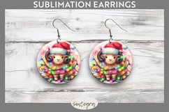 Christmas Ram v1 Entangled in Lights Round Earrings PNG Product Image 1