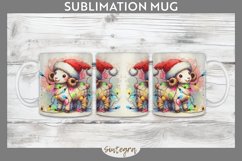 Christmas Ram v2 Entangled in Lights Mug Wrap Sublimation Product Image 1