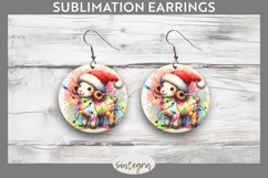 Christmas Ram v2 Entangled in Lights Round Earrings PNG Product Image 1