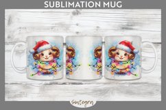 Christmas Ram v3 Entangled in Lights Mug Wrap Sublimation Product Image 1