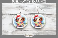 Christmas Ram v3 Entangled in Lights Round Earrings PNG Product Image 1